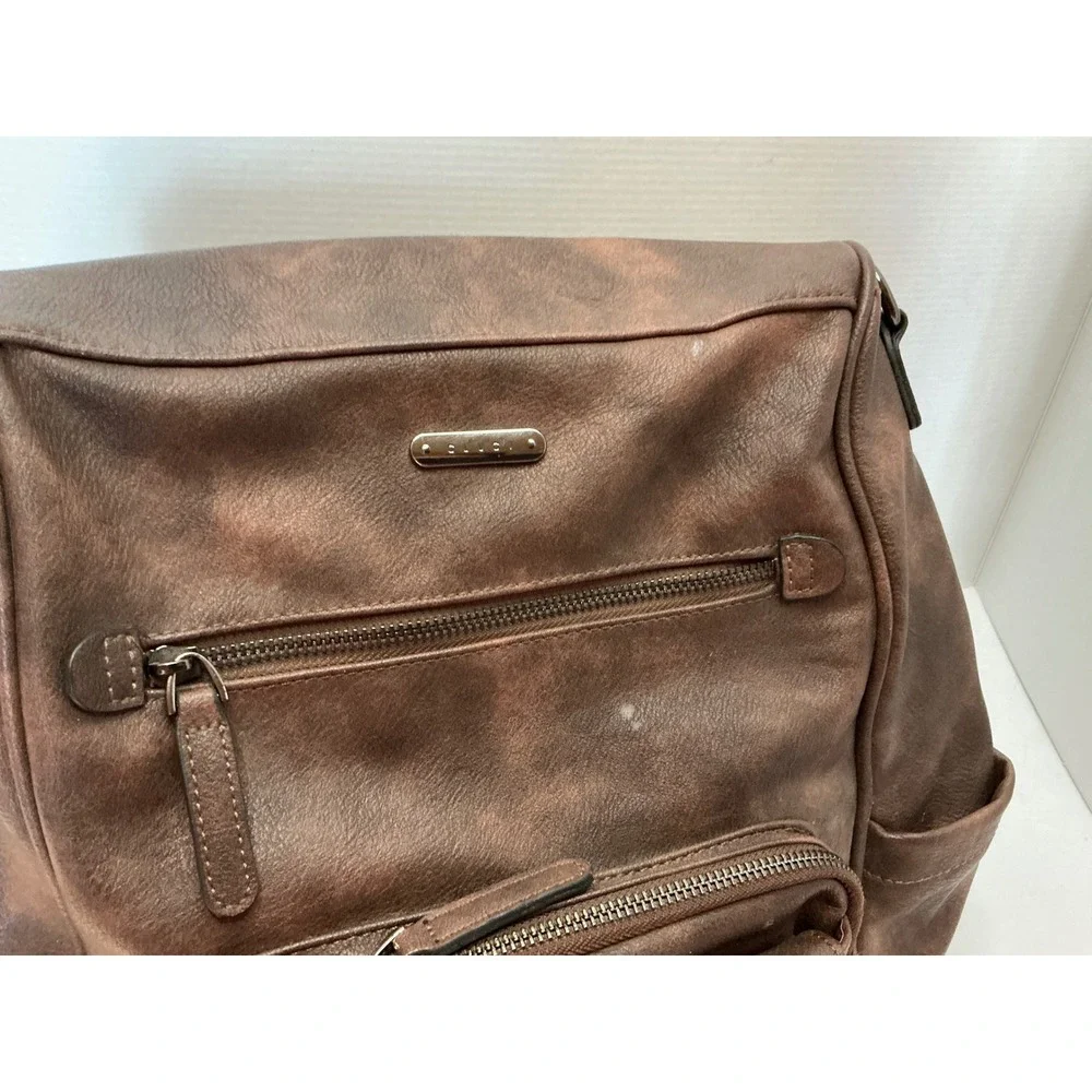 CLUCI Brown Vegan Leather Backpack Multiple Pockets Large Travel Bag Medium